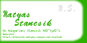 matyas stancsik business card